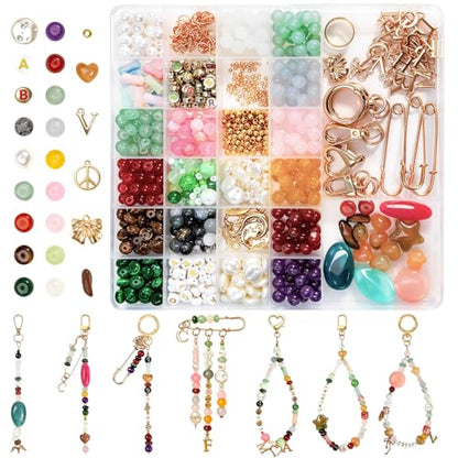 Kasmena 750+ Pcs DIY Bag Charm & Keychain Making Kit with Beads and Charms - size: 750+ PCS