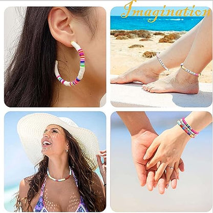 XMZCOLA Clay Beads Charm Bracelet Making kit, 12800pcs Pcs 96 Colors 6mm Flat Spacer HEI shi Beads Kits, Crafts Gifts Set for 2026 Christmas Gifts - color: 96 colors