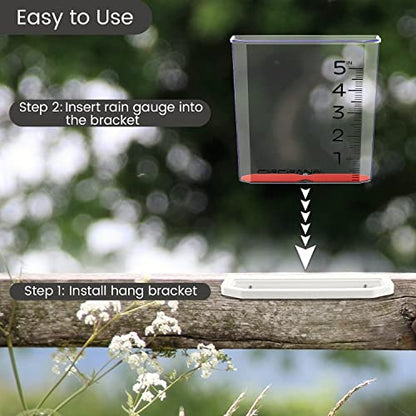 Circrane 5-Inch Waterfall Rain Gauge, Easy Read Outdoor Rain Gauge for Garden, Deck, Lawn and Yard, with Weather Resistant Bracket & Stainless Steel Screws, Clear