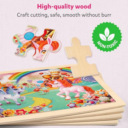 SYNARRY Large Unicorn Princess Fairy Wooden Puzzles for Kids Ages 4-6 - style: Unicorn