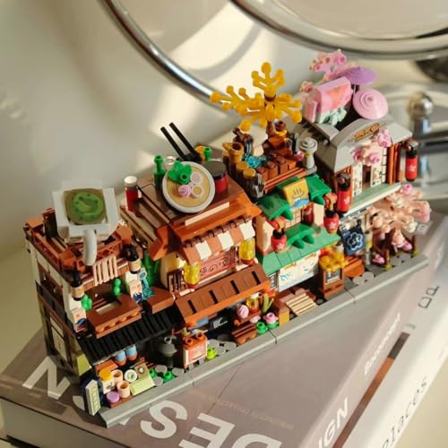 Japanese Street View Kimono Shop Building Kits, 418 PCS Modular House Building Set Mini DIY Building Model Set, Architecture Modular Construction Set Gift for Adults and Teens
