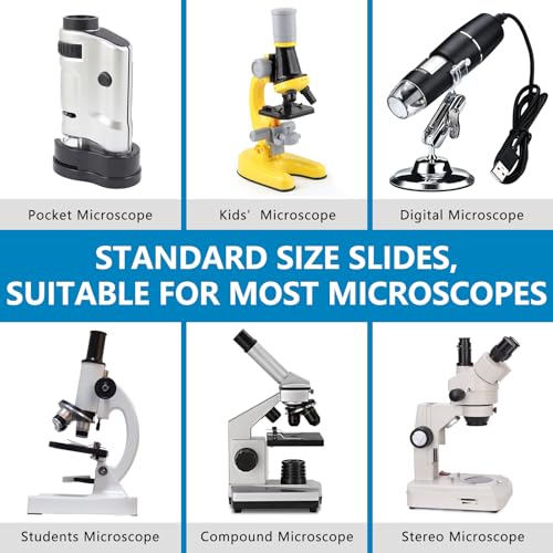 Microscope Slides with Specimens for Kids, 60 Lab-Grade Prepared Microscope Slides, Animal/Plant/Microbe/Tissue Samples, STEM Biology Kit for Homeschool, Classroom Labs & Science Education - size: Ages 8+