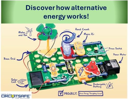 SNAP CIRCUITS Green Energy STEM Electronics Kit, 125+ Projects, Ages 8+ - style: Green Energy