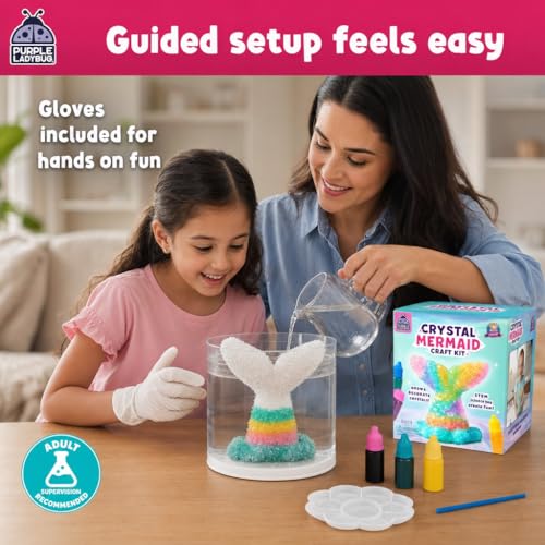 Crystal Growing Kit for Kids Ages 6-8, Mermaid STEM Science Craft Toy - color: Mermaid Crystal