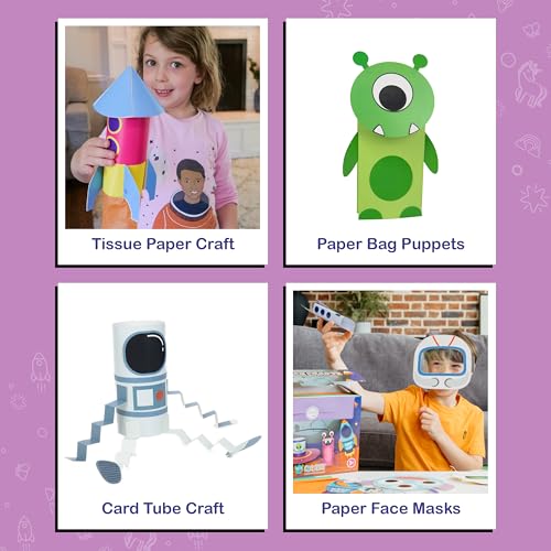 Craftikit® 20 Space Arts & Crafts for Kids - All-Inclusive Fun Toddler Craft Kit, Ages 3-10, Galaxy-Themed Activities - color: Space