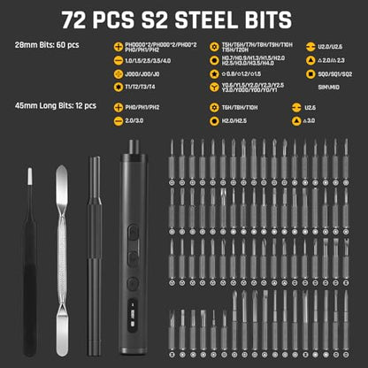 GRENPRO 78-in-1 Precision Cordless Electric Screwdriver, with LED Display - color: Gray