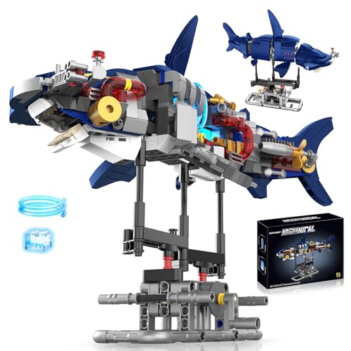 Mechanical Shark Building Set with LED Lights for Kids,Boys 8-12+ - color: Shark