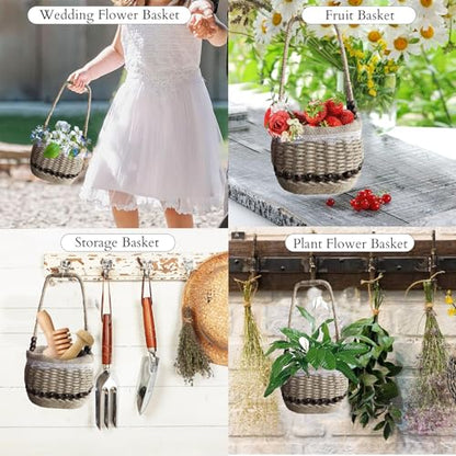 AOUXSEEM 99 Pcs Basket Weaving DIY Kits for Beginners, Jute Rope Woven Lace Storage Flower Basket with Handles for Easter Picnic Home Wedding Decorations Crafts Projects Gifts