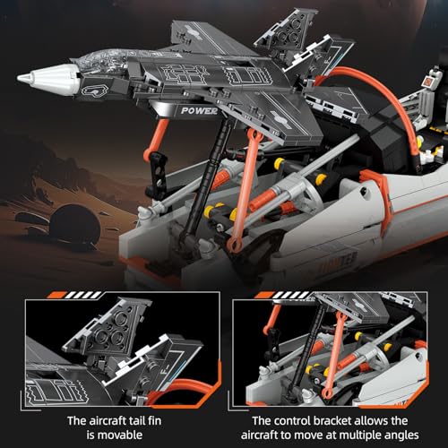 Fighter Jet Building Set, F-35 941PCS Military Aircraft Model Building Kit with Movable Stand, Compatible with Lego Jet, Cockpit Controls and Display Screen, Gift for Teens and Adults