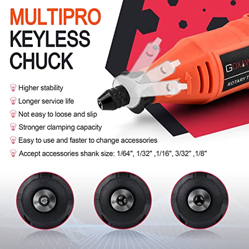 GOXAWEE Mini Rotary Tool Kit with Flex Shaft & Keyless Chuck -140Pcs, Red - color: Red Rotary Tool Kit