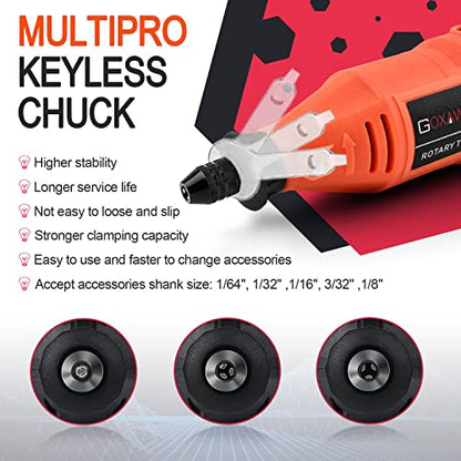 GOXAWEE Mini Rotary Tool Kit with Flex Shaft & Keyless Chuck -140Pcs, Red - color: Red Rotary Tool Kit