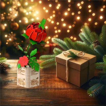 3D Wooden Puzzles Gardening Series Peony Model Building DIY Science Kit Birthday for Adults & Teens to Build Combination - style: Peony