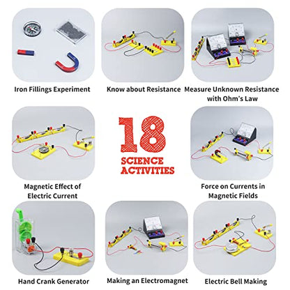 Teenii Electricity and Magnetism Kit for Kids, STEM Science Experiments with Electric Circuits, Educational Physics Toy, Science Discovery Game for Boys and Girls 8+, 50 Pieces