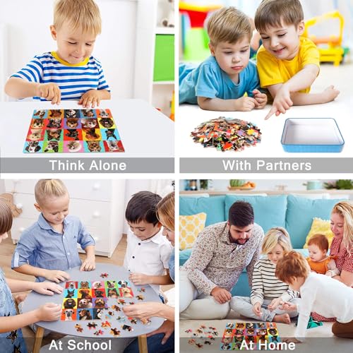 LELEMON Puzzles for Kids Ages 4-6,100 Piece Puzzles for Kids in Metal Box - color: Various Dog