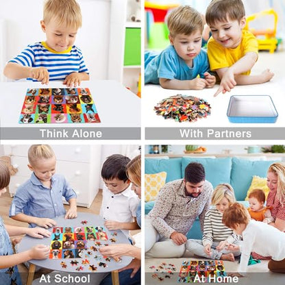 LELEMON Puzzles for Kids Ages 4-6,100 Piece Puzzles for Kids in Metal Box - color: Various Dog