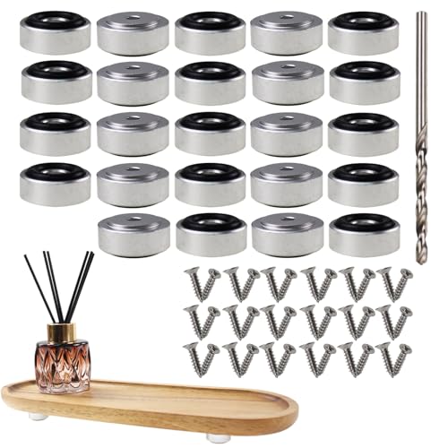 Pallet Metal Feet with Screws, 13/16" W x 3/8" H Butcher Block Non Slip Pads for Wood, Bamboo Cutting Board (Silver),(Set of 24) - color: 24p-silver