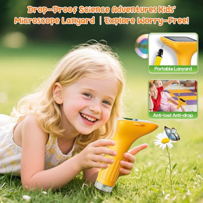 SKYBASIC Digital Microscope for Kids, 3" Screen 1000X Handheld Microscope HD Pocket Portable Microscopes Camera, Science Edu Fun Birthday Gifts Toys for Ages 4-12 Children Students Boys Girls -Yellow - color: 3"-Yellow
