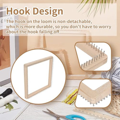 FOSA Wooden Knitting, Hand Craft, Knitting Board Tool, for DIY Weaving Beginners Adults and Children (20 * 20cm) - size: 20*20cm