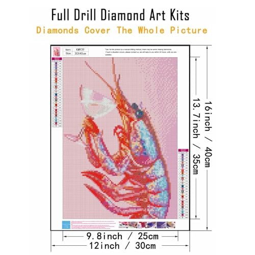 5D Pink Lobster Cocktail Diamond Art kits for Adults Beginners 12x16in - color: KM939-1