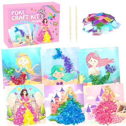 Poke-in Fun Art Fabric Craft,Magical Princesses Kits,Arts and Crafts for Kids,Mess Free Kids'Paper Craft Kits,Art Activity Birthday Ideas for Children,Toys for Girls &Boys Ages 4-10+ - style: Princess