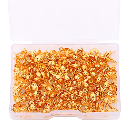 BEADIA 18K Gold Plated End Caps Non Tarnish 4x8mm 200pcs for Jewelry Making Findings - color: End Caps Gold, size: 4x8mm
