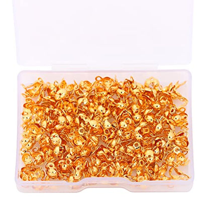 BEADIA 18K Gold Plated End Caps Non Tarnish 4x8mm 200pcs for Jewelry Making Findings - color: End Caps Gold, size: 4x8mm