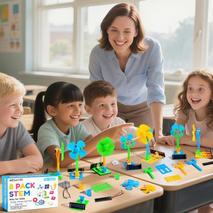 STEM Kits for Kids Science STEM Toys, 8 Bulk Solar Powered Crafts Boys Girl
