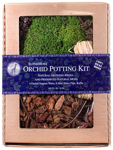 SuperMoss (90447) Orchid Potting Kit, Complete Orchid Care Set with Preserved Moss, Orchid Bark, Floral Clips and Stakes, 120 Cu. in., Sheet Moss, Green - size: 120 Cu. In., style: Sheet Moss