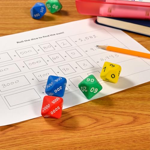 LEARNING ADVANTAGE Place Value Dice, 10 Sided, Pack of 12