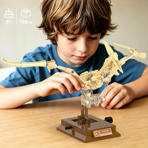 Pterosaur Dinosaur Fossil Building Set, Mechanical Dino Skeleton Model - color: Pterosaur
