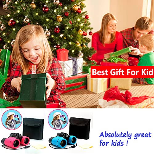 Kids Binoculars Best Gifts for 3-12 Years Boys Girls High-Resolution Optics Shockproof Mini Compact Binocuolar Toys Folding Small Telescope for Bird Watching Camping Outdoor Play - color: Pink