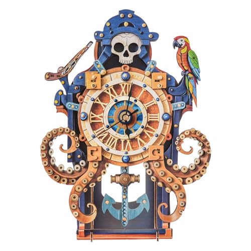 3D Puzzles for Adults, Sea Monster Octopus Wall Clock 3D Wooden Puzzles Clock Kits for DIY Birthday Gift for Women Men Home Decor Holiday Christmas - color: Octopus