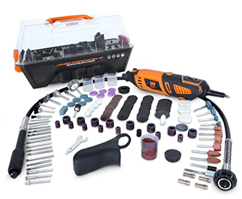WEN 23190 1.3-Amp Variable Speed Steady-Grip Rotary Tool with 190-Piece Accessory Kit, Flex Shaft, and Carrying Case, Multicolor - size: Pack of 1