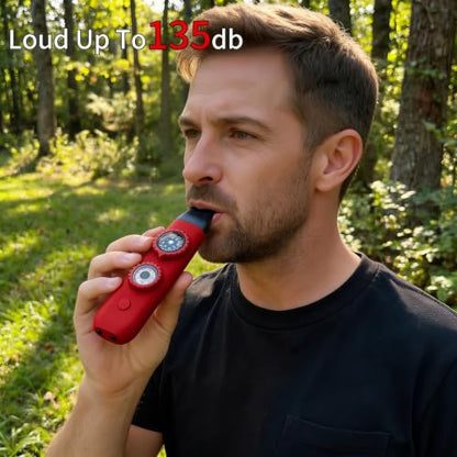 Multifunctional Survival Emergency Whistle for with Compass Hiking Survival, Thermometer & Neck Lanyard | Emergency Safety Gear for Hiking, Camping, Kayaking, Boating, Climbing - color: Red