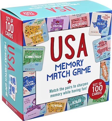USA Memory Match Game, Set of 100 Cards