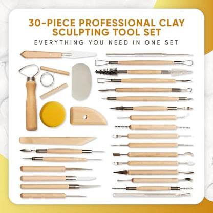30 Pcs Clay Tools & Pottery Tools Kit, Professional Polymer Clay Sculpting - size: Pack of 30