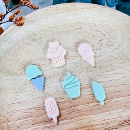 Xaekicr 7 PCS Cute Dessert Polymer Clay Cutters Set – Ice Cream, Cupcake, Cake Slice Clay Earring Cutters – DIY Polymer Clay Molds & Clay Tools for Jewelry Making - color: L color