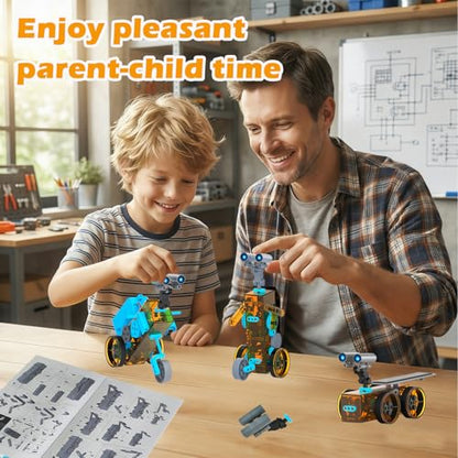 STEM 25-in-1 Solar Robot Kit Educational Building Toys for Kids Age 8-13 - color: Blue & Orange