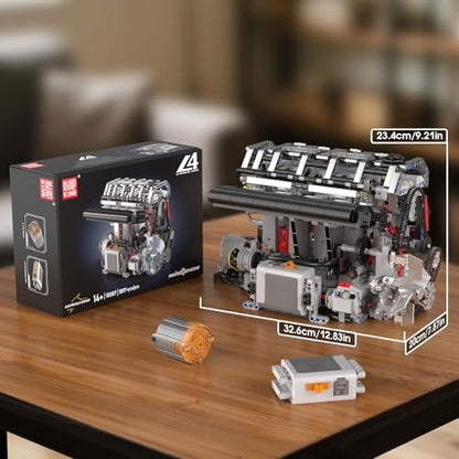 Mould King 10087 L4 Engine Model Building Blocks Kit for Adults, Build Your Own Cars Engine that Works, DIY STEM Toy for 14+ Teens(1897 Pcs) - style: L4 Engine