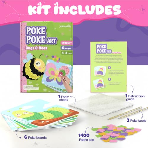 jackinthebox Poke Art Bugs Craft Kit for Kids, Girls, Toys, Gifts, Ages 4-8 - style: Bugs