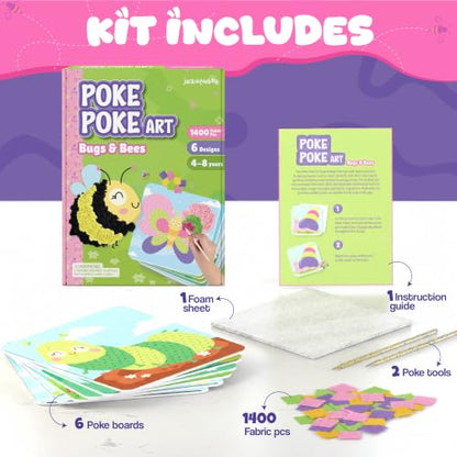 jackinthebox Poke Art Bugs Craft Kit for Kids, Girls, Toys, Gifts, Ages 4-8 - style: Bugs
