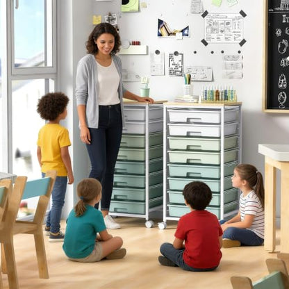 SYKIARIOL Rolling Cart with Drawers,Craft Organizers and Storage, Green - color: Green