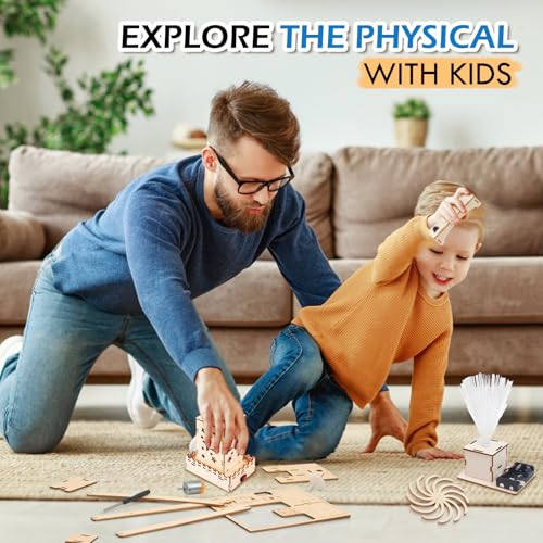 STEM Toys Wooden Building Kit for Kids Ages 8-12,Physics Science Wood Craft Set for Kids,DIY Science Building Projects for 6-8 with Hands-on Learning Activities-Educational Craft Model Kit
