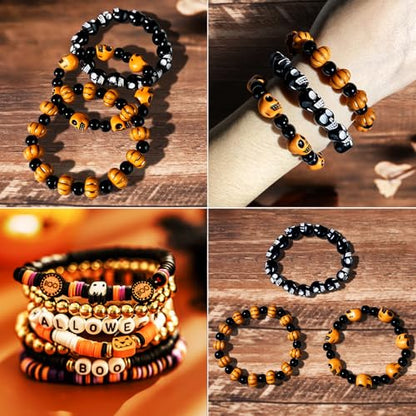 BBita 2088pcs Halloween Polymer Clay Beads Bracelet Making kit, 24 Style Cute Fun Beads Skull Pumpkin Beads Charms for Jewelry Necklace Earring Making DIY Accessories for Women Girls - color: A3#Halloween