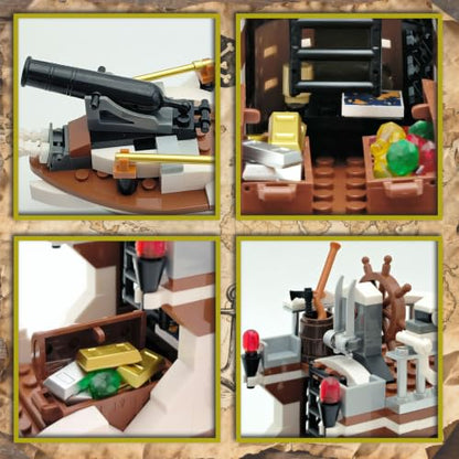 408PCS Pirate Ship STEM Building Set, Sailboat Model Toy Kit for Teens