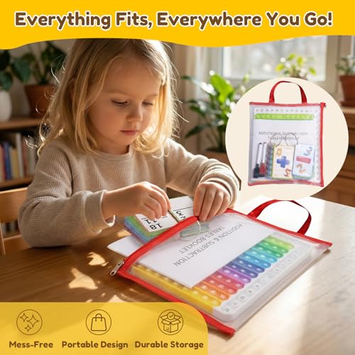 JoyCat 144 Addition & Subtraction Flash Cards with Learning Board, Ages 4-8