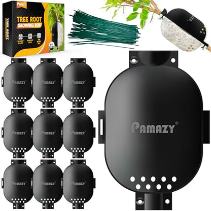 PAMAZY 9Pcs Tree Root Growing Box - Drain Hole Air Layering Propagation Kit