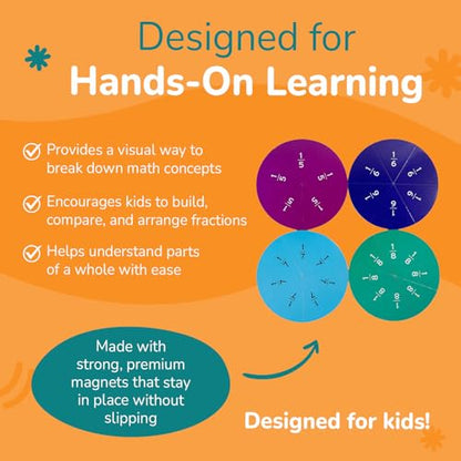 Channie’s Magnetic Fraction Tiles Set, 156-Piece Hands-On Math Learning Tool for Kids, Visual Fraction Manipulatives for Whiteboards & Magnetic Surfaces, Homeschool & Classroom Educational Supplies