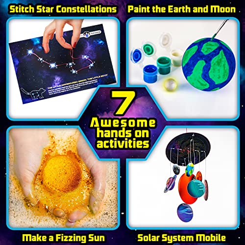 Original Stationery Space Science Kit, Solar System Kit with a Rocket, Outer Space Craft Stickers and More to Make a Moon Spinner and a Solar System, Fun Gift Idea, Toys for Boys and Girls, Ages 6-14