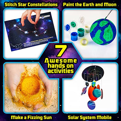 Original Stationery Space Science Kit, Solar System Kit with a Rocket, Outer Space Craft Stickers and More to Make a Moon Spinner and a Solar System, Fun Gift Idea, Toys for Boys and Girls, Ages 6-14